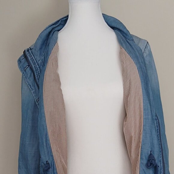 Anthropologie Marrakech Chambray Utility Lightweight Jacket Blue Size Large - Picture 9 of 11